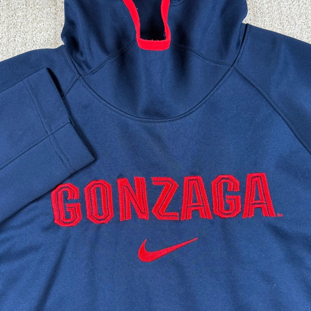 Nike Dri-Fit Mens Large Gonzaga Bulldogs Blue Embroidered Pullover Hoodie